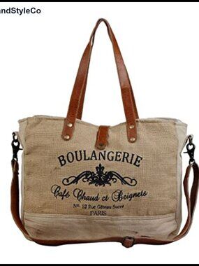 Boho Canvas Leather Handbag Shoulder Bag for Women Casual